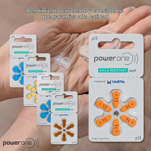 Vista 4 de Powerone - Baterías para audífonos (60 unidades, tamaño 13, zinc, aire P13)
