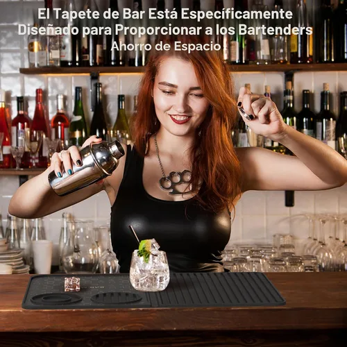 Vista 5 de Tapete de bar, accesorios de bar, tapete de cóctel plegable multifuncional con tabla de cortar, tapete de secado de 18 x 12 pulgadas, tapete de bar