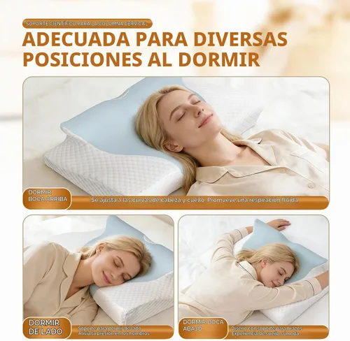Vista 6 de Almohada cervical cervical para aliviar el dolor, almohada Azul claro