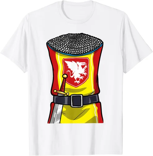 Vista 52 de Disfraz medieval de caballero de Halloween, camiseta para niños con espada de armadura, Negro, S
