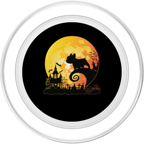 Vista 2 de Bulldog francés con luna calabaza disfraz de Halloween PopSockets MagSafe PopGrip para iPhone