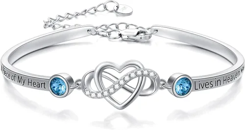 Vista 18 de AOBOCO Pulsera de corazón infinito ajustable de plata de ley 925 para hermana, mejor amiga, hija, mamá, abuela, nieta, nuera, madrina, ahijada