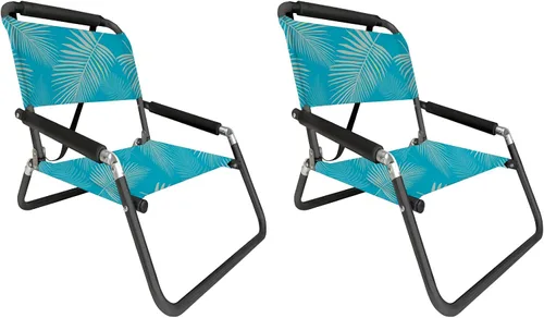 Vista 19 de Neso - Paquete de 2 sillas de playa ligeras resistentes al agua con correa para el hombro y bolsillo deslizante, se pliega delgada (Aqua Fronds)