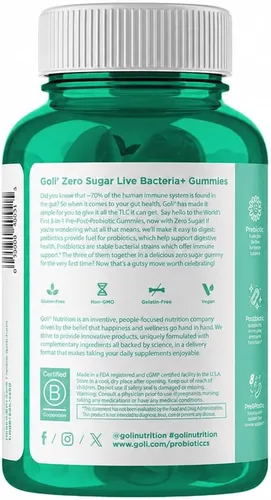 Vista 2 de Goli Zero Sugar Pre Pro - Gomitas postbióticas 3 en 1 del mundo con DE111, XOS, MCC1849, sin alcoholes de azúcar, veganas, aptas para dieta