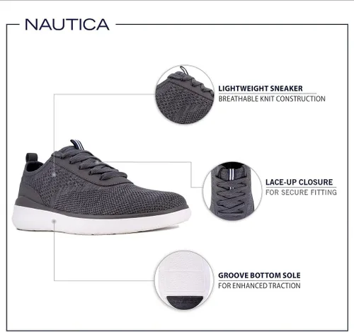 Vista 2 de Nautica Zapatos deportivos Oxford con cordones para hombre elegantes, cómodos e ideales para negocios o caminatas casuales