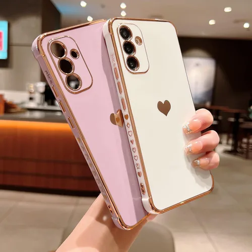 Vista 22 de phylla Funda de teléfono compatible con Samsung Galaxy A12 de 6.5 pulgadas, lindo corazón chapado en oro, elegante funda de lujo para mujer