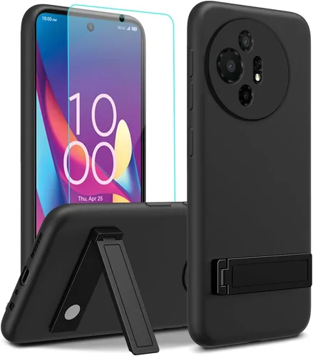 Vista 11 de Funda de teléfono compatible con Alcatel 1 2021 (5.0 pulgadas) con protector de pantalla de cristal, [3 formas de soporte] Funda protectora