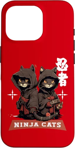 Vista 20 de iPhone 16 Kawaii Japanese Writing Samurai Ninja Cats Samurai Case