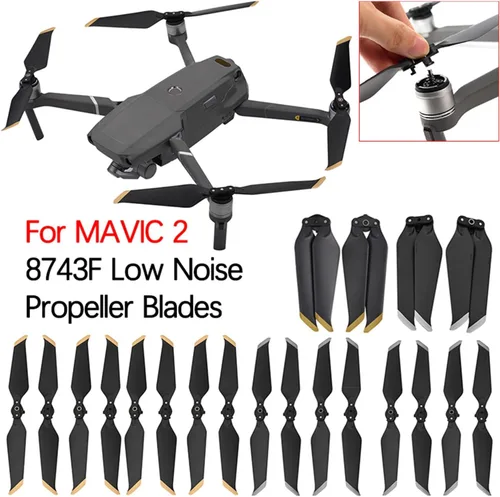 Vista 2 de SeiZed 8743 Low Noise Reduction Propeller Quick-Release Folding Blades Spare Parts Drone Accessories Wings for D-JI Mavic 2 Pro/Zoom