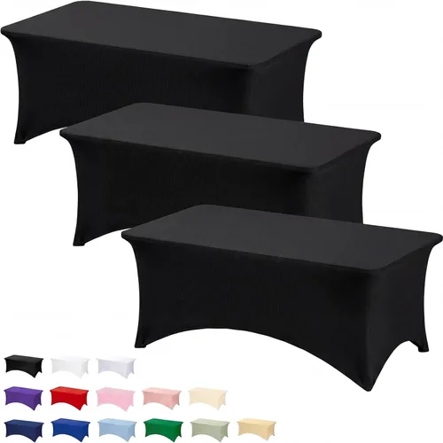 Vista 34 de Fixwal Paquete de 6 Manteles de Mesa Rectangulares, Cubierta de Mesa de 6 Pies, Mantel Blanco Rectangular Ajustado Elástico Rectangular, Cubierta