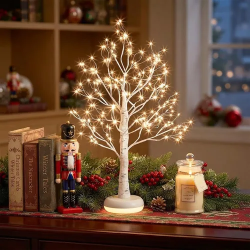 Vista 2 de EAMBRITE Árbol de abedul iluminado con luces LED, lámpara de árbol