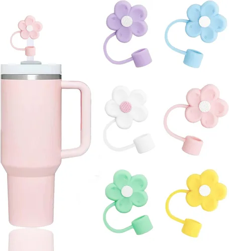 Vista 26 de 8 fundas de popote compatibles con vasos Stanley de 30 y 40 onzas, protectores de tapas reutilizables con puntas de silicona para vasos de 0.4