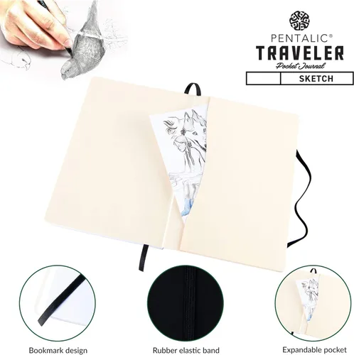 Vista 4 de Cuaderno de bocetos Travelers Dot Grid Pentalic Art, libre de ácidos