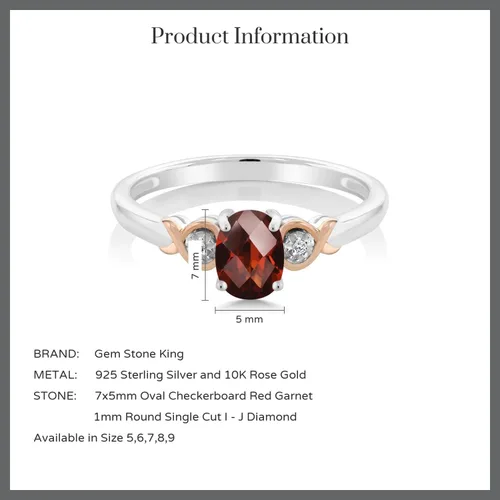 Vista 31 de Gem Stone King Anillo de compromiso de plata de ley 925 y oro rosa de 10 quilates, piedra preciosa ovalada de 0.276 x 0.197 in, con acento
