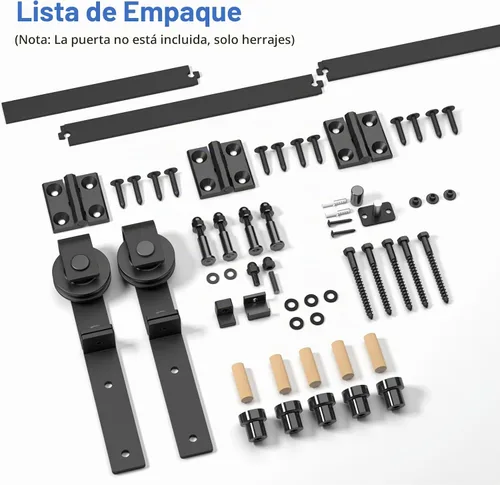 Vista 5 de CCJH - Kit de herrajes para puerta corredera plegable de granero de 30", para 2 puertas, se desliza suave y silenciosamente, riel negro