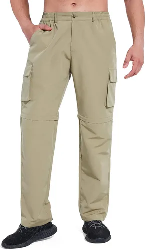 Vista 8 de WZIKAI Pantalones de senderismo convertibles para hombre con múltiples bolsillos, ligeros, con cremallera, pantalones de trabajo para exteriores