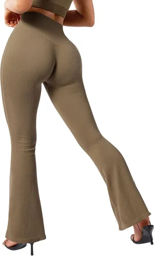 Vista 2 de Leggings acanalados sin costuras para mujer, pantalones de yoga de cintura alta, pantalones de yoga para mujer, pierna recta