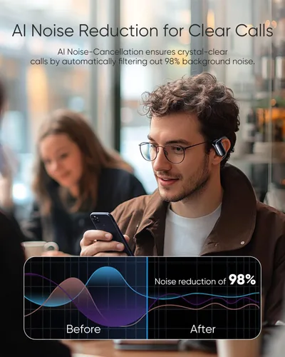 Vista 4 de Auriculares de oreja abierta, 0.28 onzas, ligeros, de próxima generación, Bluetooth 5.4, conducción de aire, auriculares inalámbricos con graves