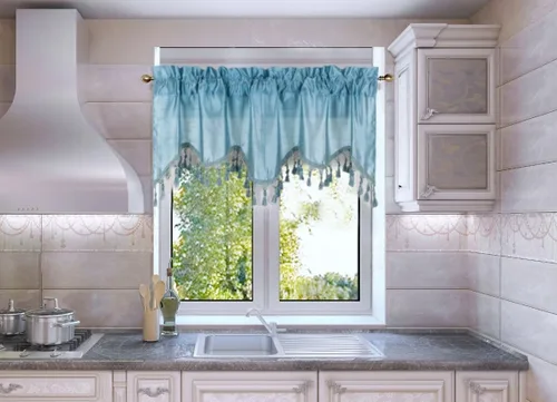 Vista 4 de Cenefa de cortina de ventana de cascada de seda sintética sólida con flecos de 55 x 18 pulgadas, ondulado (1, negro)