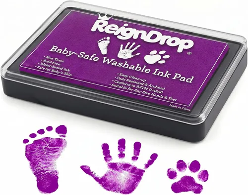 Vista 10 de Almohadilla de tinta ReignDrop para huella de bebé y huella de mano - Crea sellos de recuerdo impresionantes y duraderos para bebés y niños. A