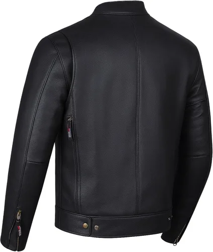 Vista 4 de COMMUTER - Chaqueta de motocicleta para hombre, piel de búfalo premium, armadura CE, bolsillos utilitarios, Street Cruiser Motorbike Biker Negro