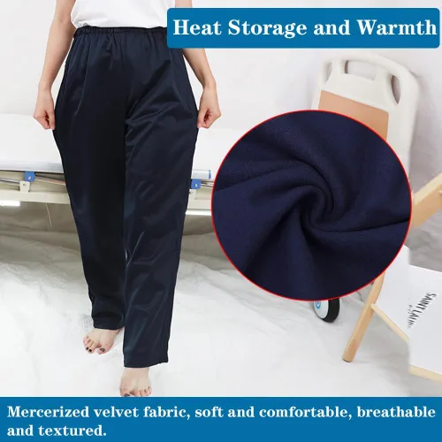 Vista 2 de Pantalones unisex con cremallera lateral, pantalones con cremallera para recuperación después de la cirugía, traje para pacientes fracturados