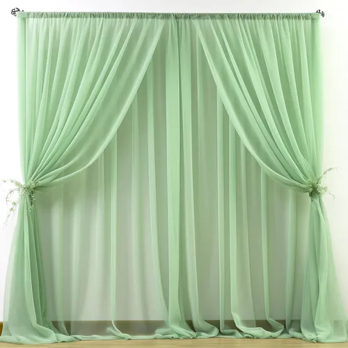 Vista 11 de Cortina de telón de fondo de tul azul bebé de 10 x 10 pies para fiestas, cortinas de fondo transparentes para bodas, baby shower, baby shower