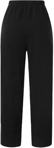 Vista 4 de JOFOW Pantalones Harem para mujer, color liso, vertical, a rayas, sueltos, talla extra S-2XL