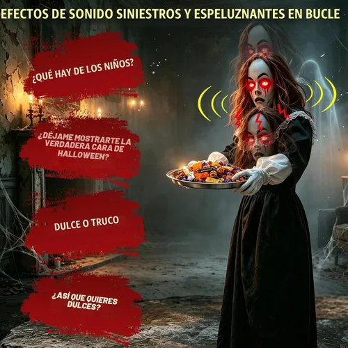 Vista 4 de 5.3 Ft Scary Halloween Animatronics Decorations Outdoor Life Size Maid