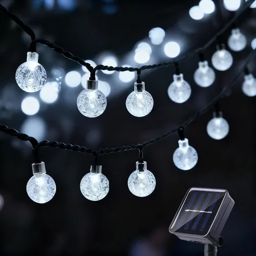 Vista 12 de Tira de luces de 20 LED, decoraciones de globo de cristal, luces solares extra brillantes para exteriores con 8 modos de iluminación, impermeables