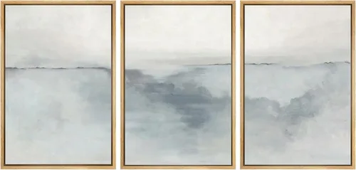 Vista 125 de SIGNWIN Lienzo enmarcado para pared, juego de arte tranquilo con reflejo de lago, acuarela, montaña y agua, ilustraciones modernas, arte abstracto