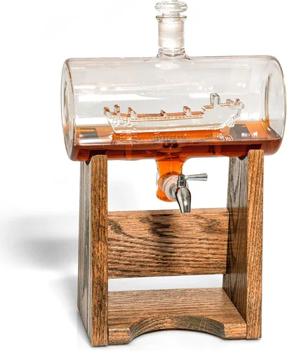 Vista 5 de Decantador de licores – 1150 ml para Vodka, Bourbon, Rum, vino, de whisky, Tequila– Cristal