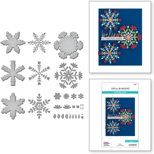 Vista 2 de Spellbinders Delicados copos de nieve grabados troquelados, metal