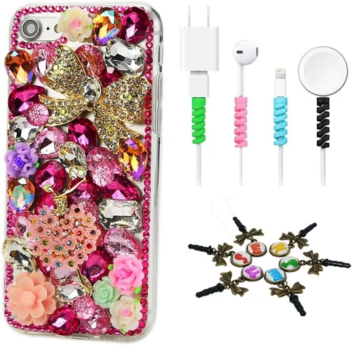 Vista 5 de Bling Case SSiPCDwCPSeries-36 - Funda con tapa y cristales brillantes, diseño 3D hecho a mano