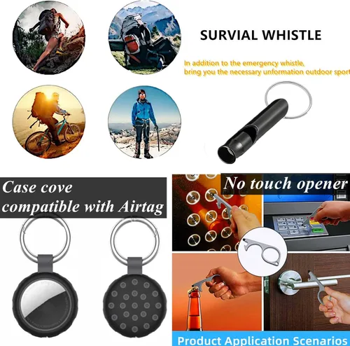 Vista 6 de BATUMEYE Juego de llaveros para mujer con alarma, tarjetero, botella de viaje, accesorios para llavero