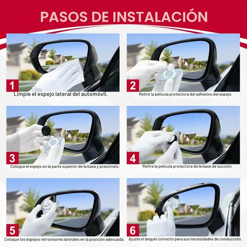 Vista 4 de LivTee Espejo de punto ciego para vehículo, con forma de ventilador asimétrico, vidrio HD sin marco, espejo retrovisor convexo con gran ángulo En