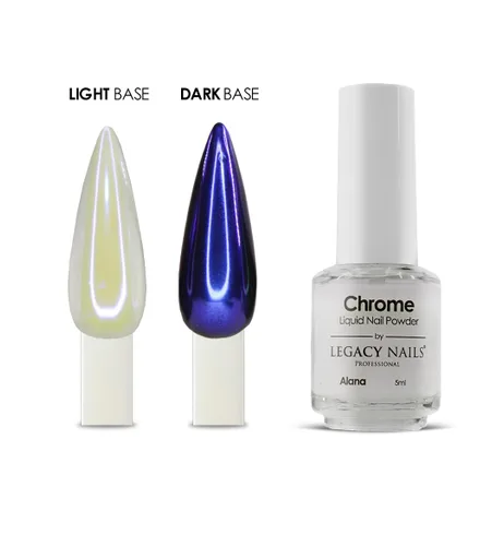 Vista 3 de LEGACY NAILS Polvo líquido profesional para uñas CROMADO - ALANA 0.2 fl oz - Revela la magia de los efectos iridiscentes, nacarados y metálicos - Di