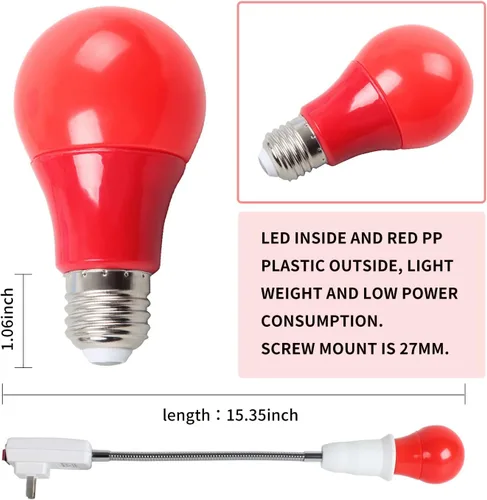 Vista 3 de eTone Lámpara de luz segura para sala oscura E27 LED tornillo boca pared luz de escritorio de 360 grados con interruptor
