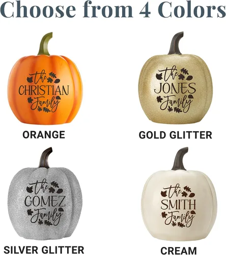 Vista 8 de Let's Make Memories Calabaza iluminada personalizada, decoración de Halloween de Jack o Lantern, nombre de tu familia en una calabaza personalizada