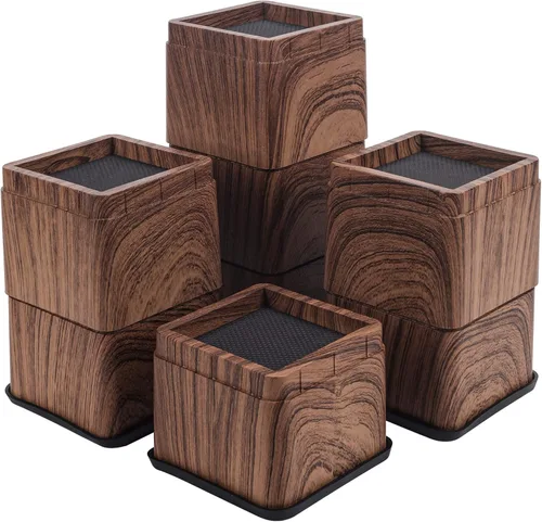 Vista 17 de BTSD-home Elevadores de cama de 2 o 4 pulgadas, resistentes, apilables, elevadores de muebles para sofá, mesa, silla, cama, bloques de elevadores