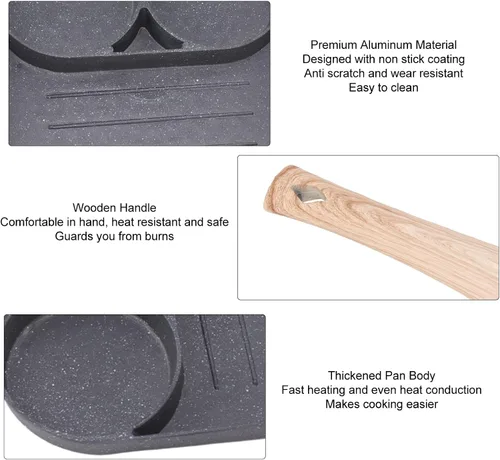 Vista 3 de Cyrank Sartén para huevos antiadherente, sartén de aluminio para tortillas, 2 tazas, sartén para panqueques, sartén para desayuno, panqueques