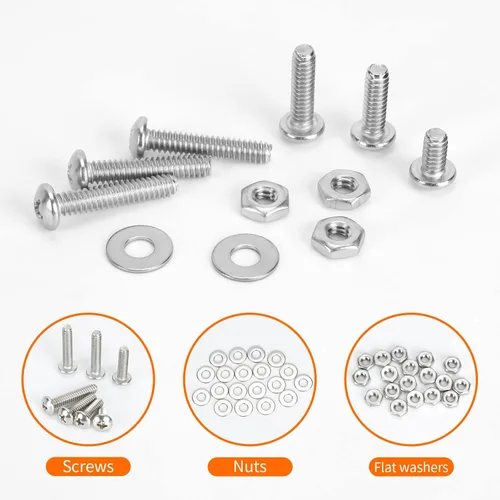 Vista 5 de Kit surtido de 800 tornillos y tornillos, 4-40#6-32#8-32#10-24 Phillips Pan Head Surtido Tornillos y arandelas planas, Kit surtido de tuercas