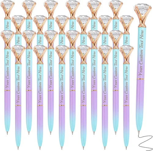 Vista 25 de Bolígrafos personalizados de diamantes grandes, bolígrafo de cristal grabado personalizado con logotipo de nombre, bolígrafo de lujo personalizado