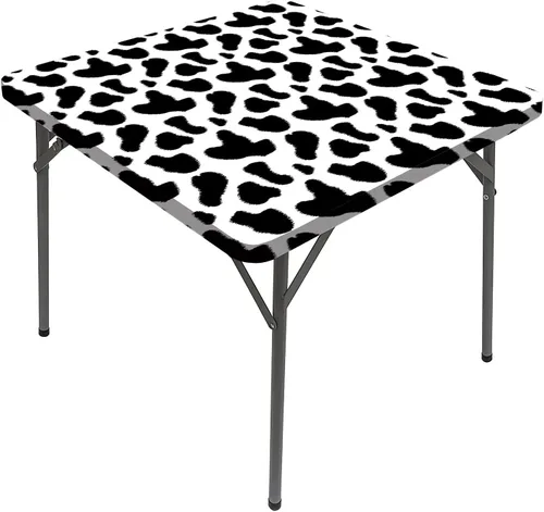 Vista 13 de Mantel cuadrado con estampado de vaca, puntos a rayas blancas y negras con estilo abstracto, para mesa de comedor cuadrada, se adapta a mesas de 24
