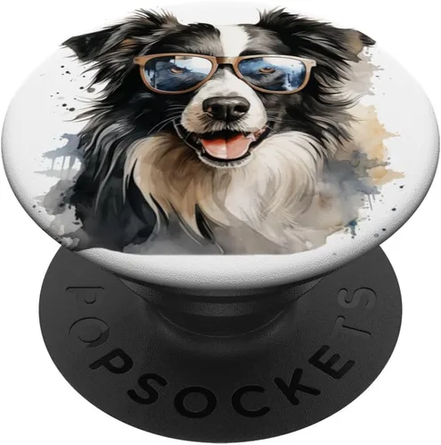 Vista 6 de Lentes con diseño de acuarela Border Collie PopSockets MagSafe PopGrip para iPhone