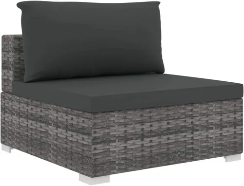 Vista 5 de 5 Piece Patio Lounge Set with Cushions Poly Rattan Gray, Sectional Furniture,Outdoor Patio Furniture Set, Garden Sofa Sectional Furniture Set for