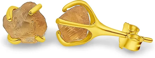 Vista 72 de Aretes de piedra preciosa natural en bruto con oro amarillo sobre plata de ley 925, 6 a 0.276 in, regalo de piedra de nacimiento de calidad genuina
