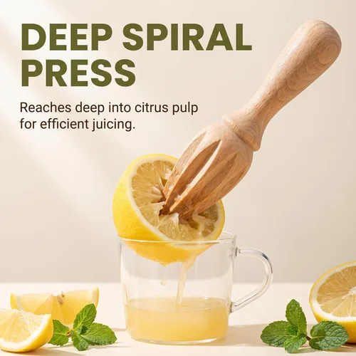 Vista 2 de Exprimidor de cítricos de madera y limón – Exprimidor manual manual de cítricos/naranja Herramienta exprimidora de frutas portátil para el hogar