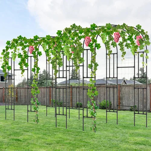Vista 6 de Enrejado alto de arco de jardín para plantas trepadoras al aire libre, 87 pulgadas de alto, soporte de plantas de metal, enrejado de pepino