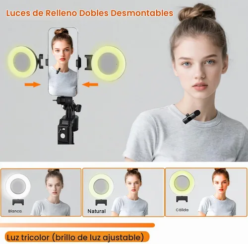 Vista 3 de Kit de vlogging para iPhone/Android, trípode de seguimiento facial